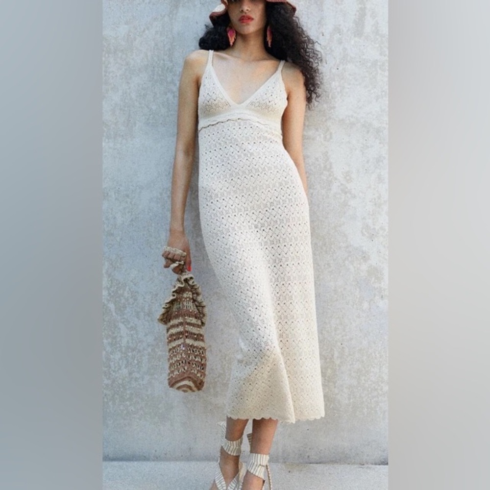 Zara Beige Crochet Dress